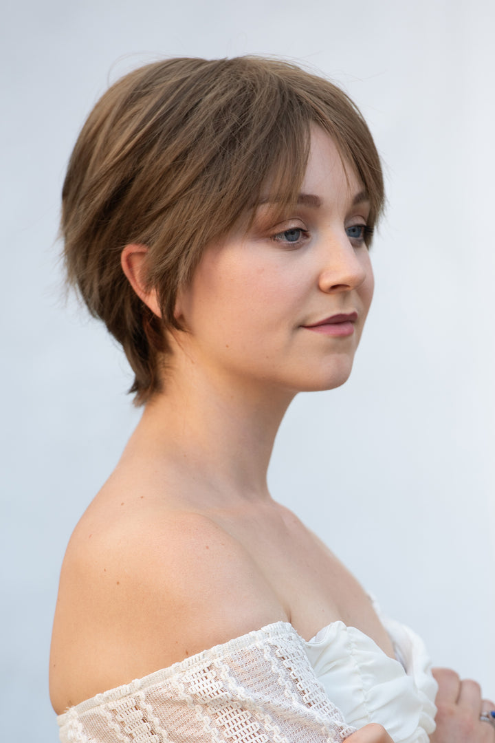 Light Brown Pixie Cut Synthetic Wig with Bangs Gemma