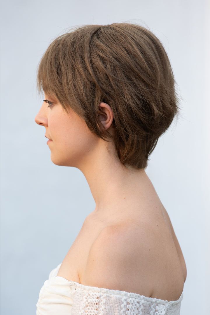 Light Brown Pixie Cut Synthetic Wig with Bangs Gemma