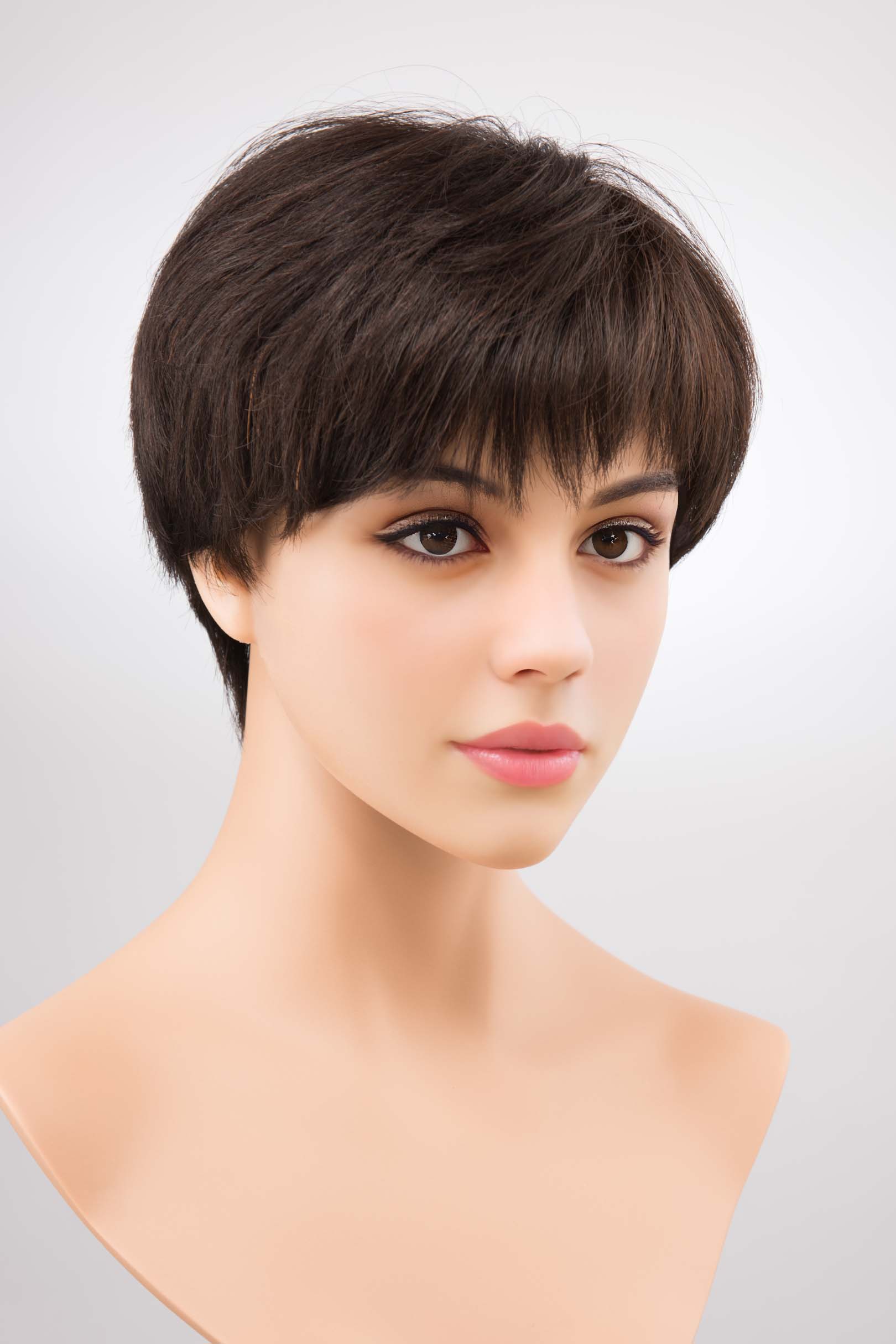 Short 8 inches Straight Natural Black Human Hair Wig Helena Haute Tress