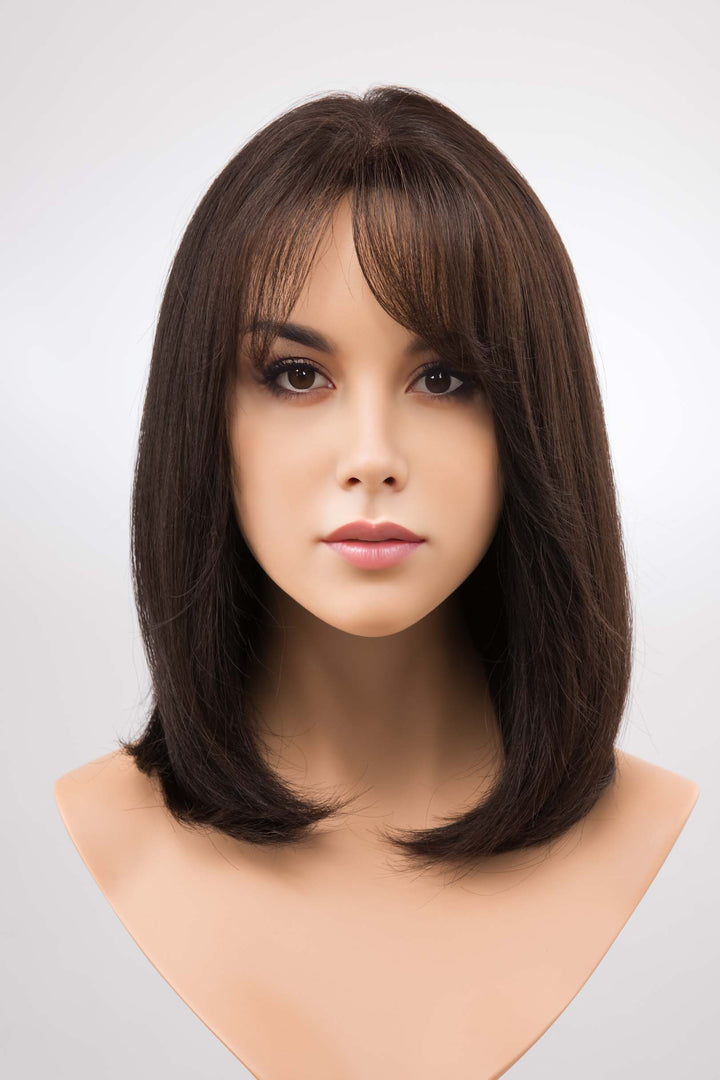 14" Straight Human Hair Lace Bob Wig with Bangs Hope