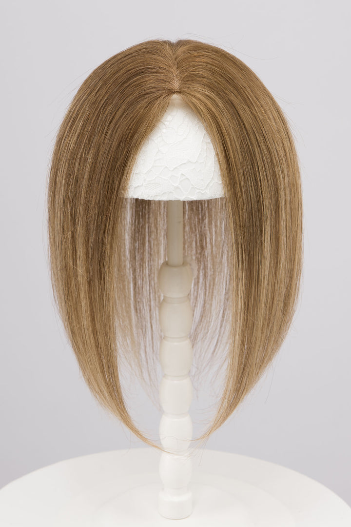 Medium Brown Roots Blonde Ombre European Human Hair Topper 10 Inches