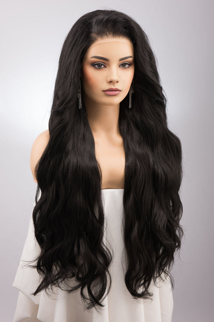 Black Wavy 13" x 6" Lace Top Synthetic Hair Wig Mabel