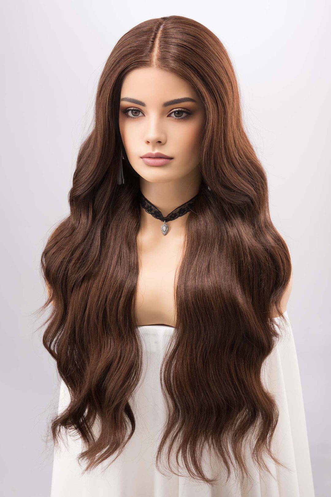 Chocolate Brown Wavy Lace Front Synthetic Wig Malani