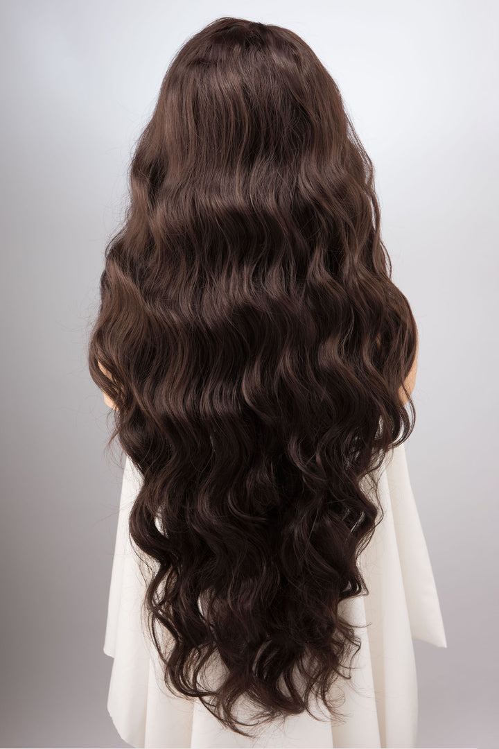 Brunette Wavy Lace Top Synthetic Wig Margaret