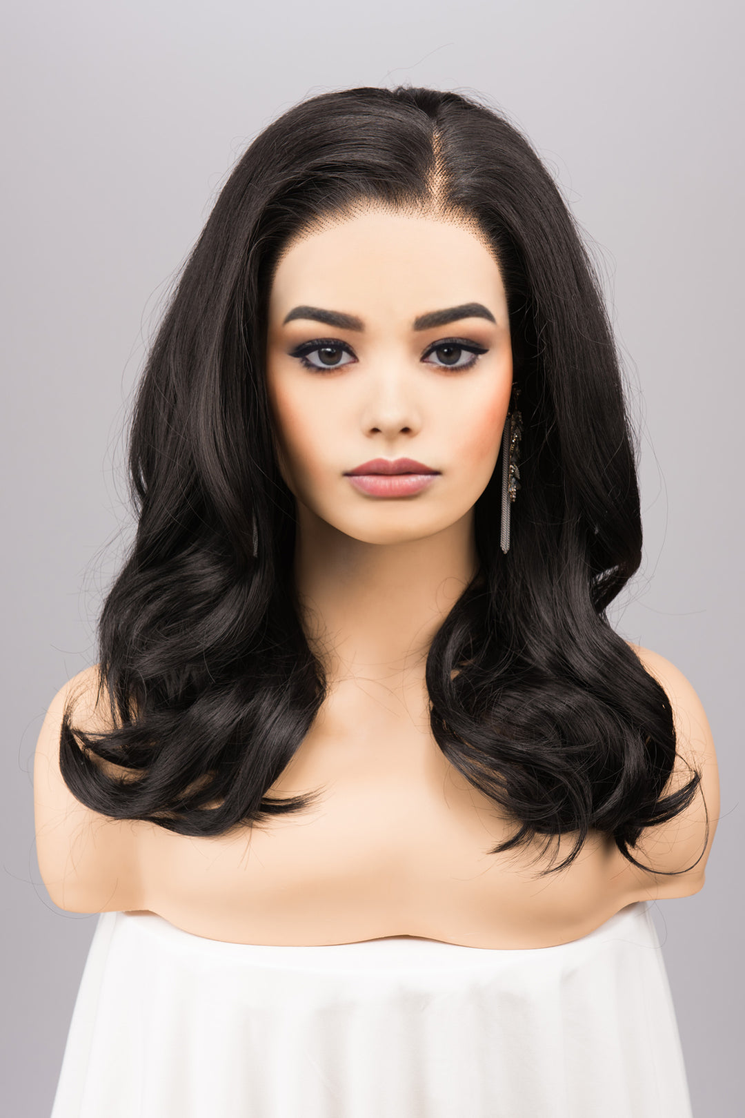 Natural Black Wavy Lace Top Synthetic Wig Maxine