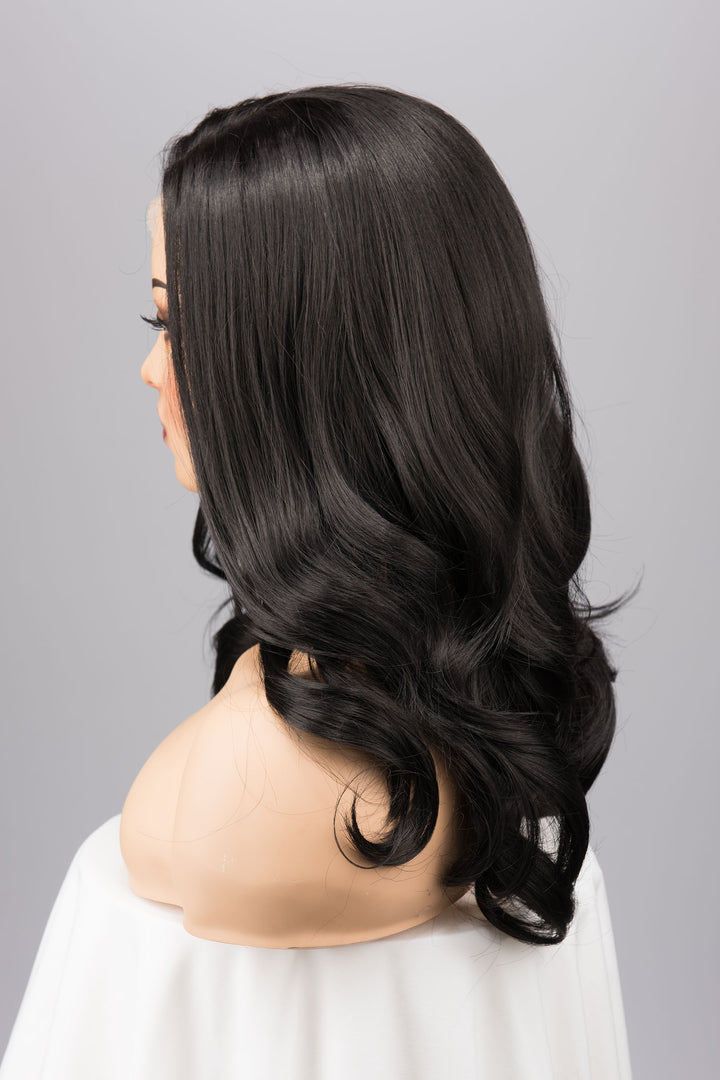 Natural Black Wavy Lace Top Synthetic Wig Maxine