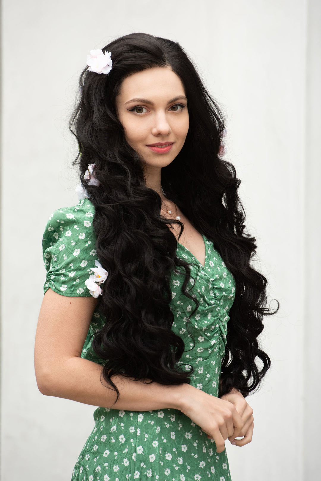 Natural Black Curly Lace Top Synthetic Wig Maxwell