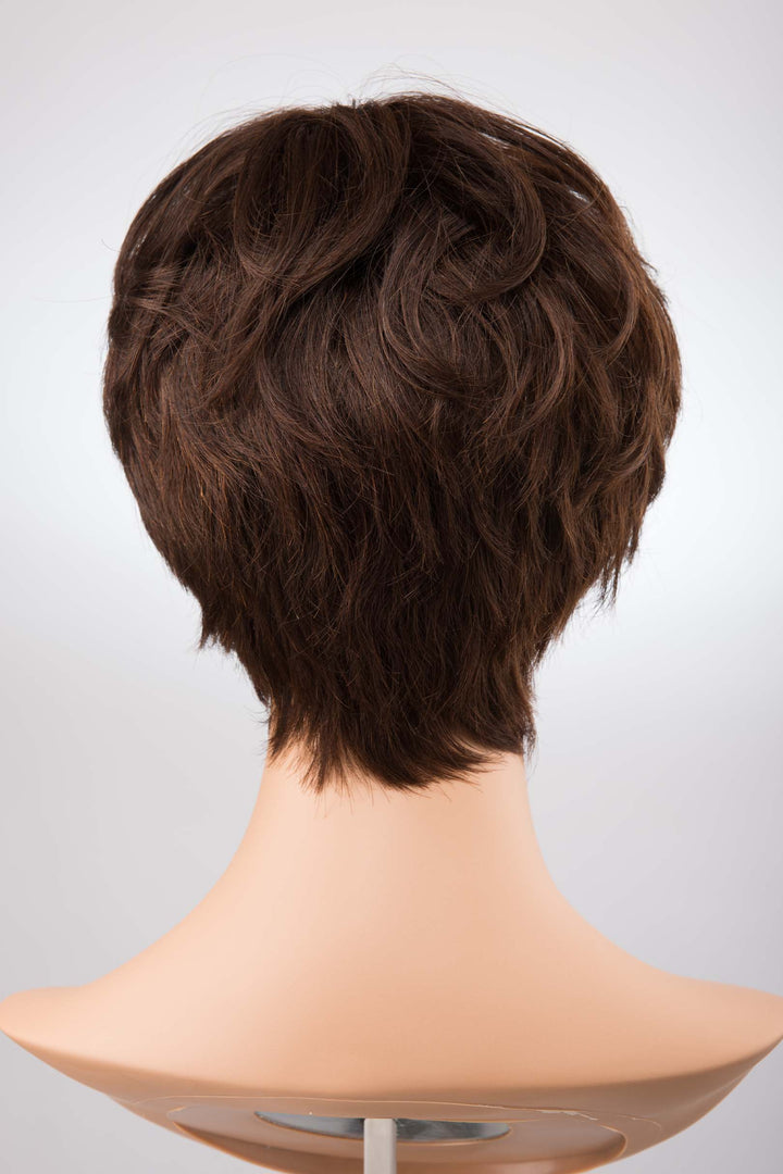 Short 9 inches natural brown Human Hair Wavy Wig Holly