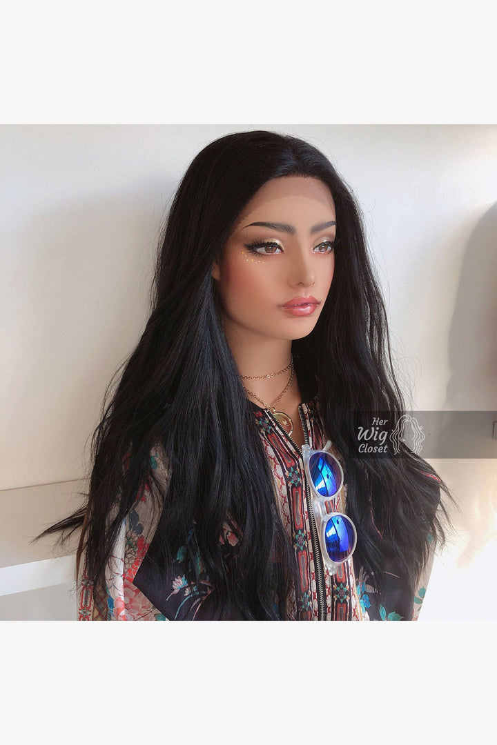 Jet Black Wavy Lace Front Synthetic Wig Bailey