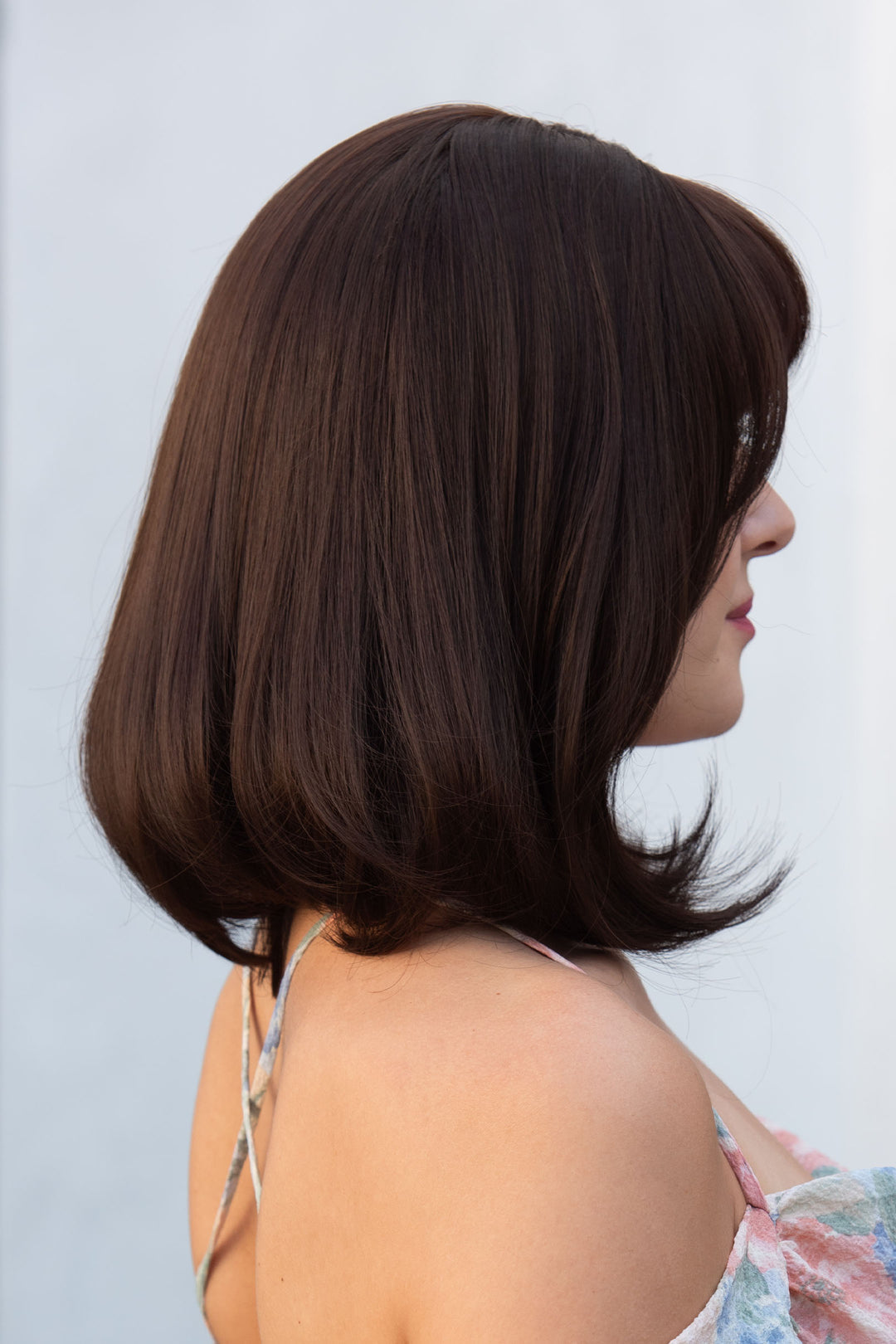 Dark Brown Straight Synthetic Bob Wig with Bangs Zara